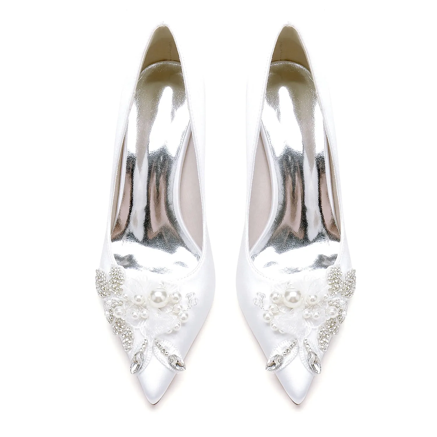 Women's Silk Satin With Flower Rhinestone Closed Toe Stiletto Heel Evening Shoes sold by Lavetir product image thumbnail 4