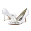 Women's Silk Satin With Flower Rhinestone Closed Toe Stiletto Heel Evening Shoes sold by Lavetir