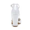 Women's Silk Satin With Ankle Strap Closed Toe Chunky Heel Wedding Shoes sold by Lavetir