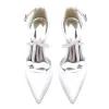 Women's Silk Satin With Ankle Strap Closed Toe Chunky Heel Wedding Shoes sold by Lavetir