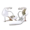 Women's Silk Satin With Ankle Strap Rhinestone Closed Toe Stiletto Heel Party Shoes sold by Lavetir