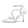 Women's Silk Satin With Ankle Strap Rhinestone Closed Toe Stiletto Heel Party Shoes sold by Lavetir