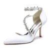 Women's Silk Satin With Ankle Strap Rhinestone Closed Toe Stiletto Heel Party Shoes sold by Lavetir
