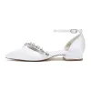 Women's Silk Satin With Ankle Strap Rhinestone Closed Toe Flat Heel Party Shoes sold by Lavetir
