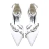 Women's Silk Satin With Ankle Strap Rhinestone Closed Toe Flat Heel Party Shoes sold by Lavetir