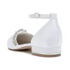 Women's Silk Satin With Ankle Strap Rhinestone Closed Toe Flat Heel Party Shoes sold by Lavetir