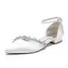 Women's Silk Satin With Ankle Strap Rhinestone Closed Toe Flat Heel Party Shoes sold by Lavetir
