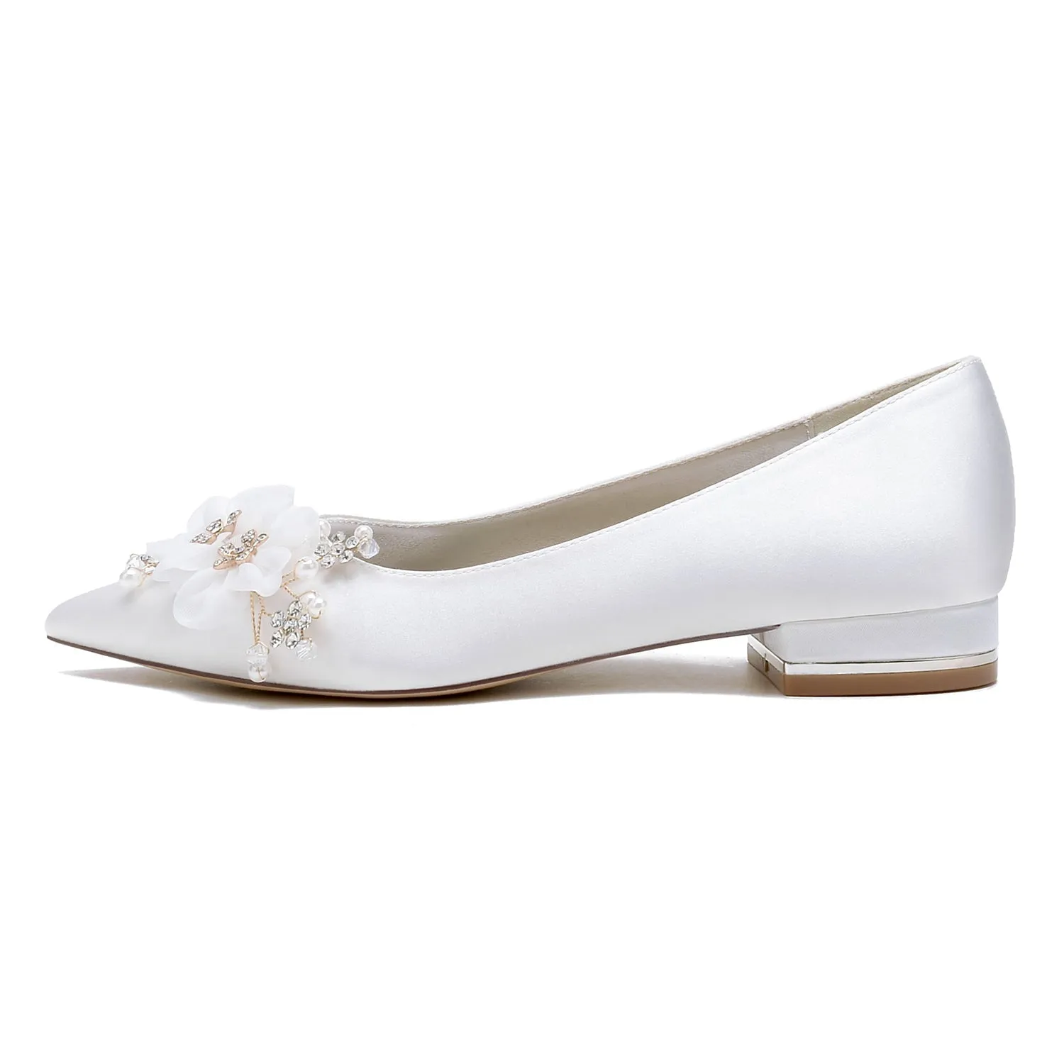 Women's Silk Satin With Flower Closed Toe Flat Heel Party Shoes sold by Lavetir product image thumbnail 2