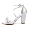 Women's Silk Satin With Ankle Strap Flower Peep Toe Chunky Heel Party Shoes sold by Lavetir