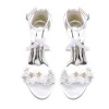 Women's Silk Satin With Ankle Strap Flower Peep Toe Chunky Heel Party Shoes sold by Lavetir