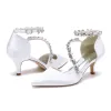 Women's Silk Satin With Ankle Strap Rhinestone Closed Toe Stiletto Heel Wedding Shoes sold by Lavetir