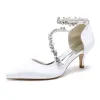 Women's Silk Satin With Ankle Strap Rhinestone Closed Toe Stiletto Heel Wedding Shoes sold by Lavetir