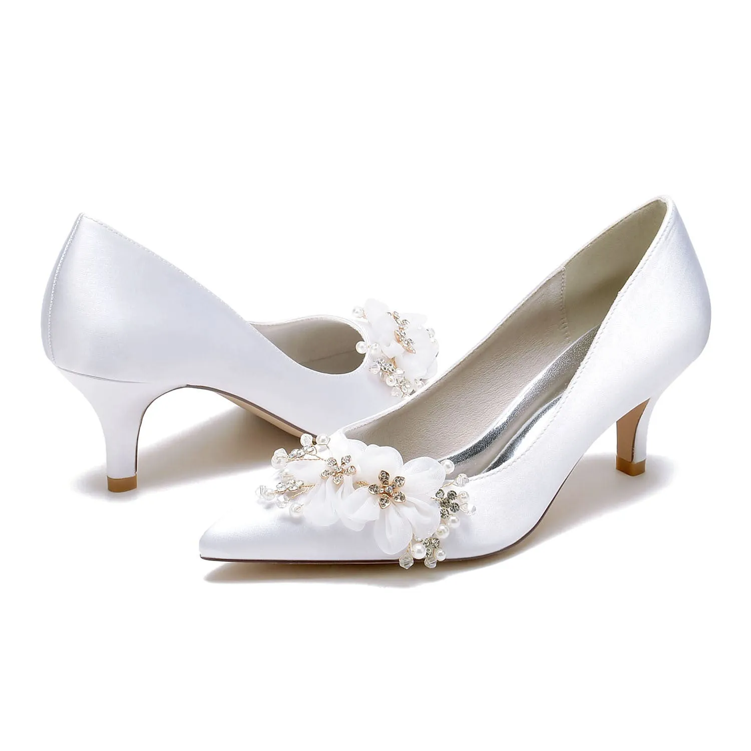 Women's Silk Satin With Flower Closed Toe Stiletto Heel Evening Shoes sold by Lavetir product image thumbnail 3