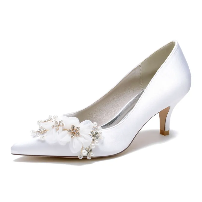 Women's Silk Satin With Flower Closed Toe Stiletto Heel Evening Shoes sold by Lavetir