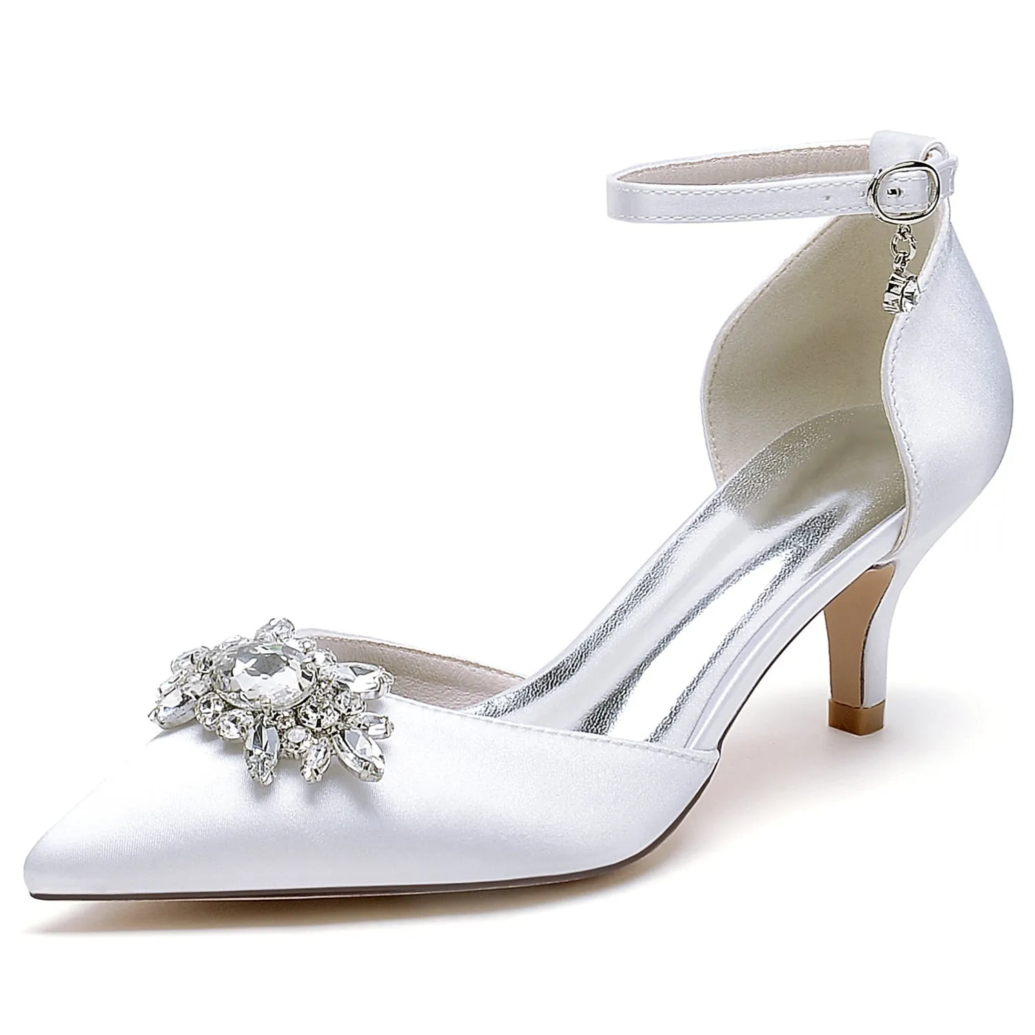 Women's Silk Satin With Closed Toe Ankle Strap Stiletto Heel Wedding Shoes sold by Lavetir
