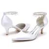 Women's Silk Satin With Ankle Strap Pearl Tassel Closed Toe Stiletto Heel Party Shoes sold by Lavetir