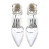 Women's Silk Satin With Ankle Strap Pearl Tassel Closed Toe Stiletto Heel Party Shoes sold by Lavetir
