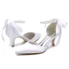 Women's Silk Satin With Lace-up Pearl Closed Toe Ankle Strap Stiletto Heel Wedding Shoes sold by Lavetir