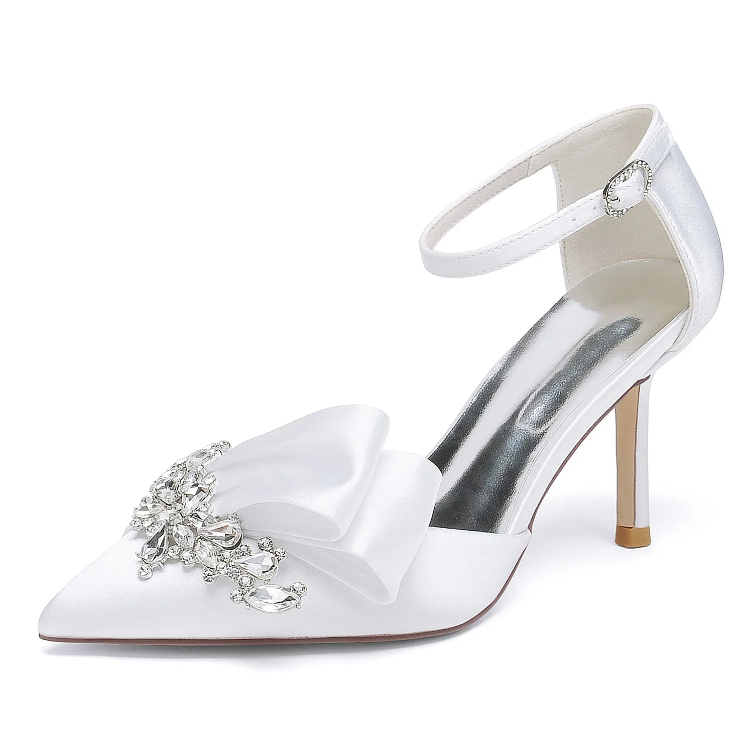 Women's Silk Satin With Ankle Strap Closed Toe Stiletto Heel Evening Shoes sold by Lavetir