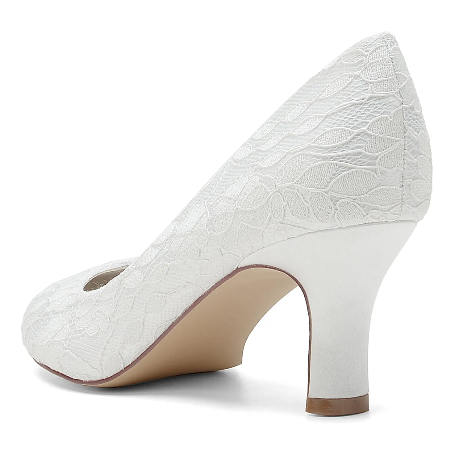 Women's Lace Silk Satin With Lace Closed Toe Spool Heel Party Shoes sold by Lavetir product image thumbnail 4