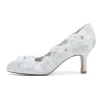 Women's Silk Satin Flower With Closed Toe Stiletto Heel Evening Shoes sold by Lavetir