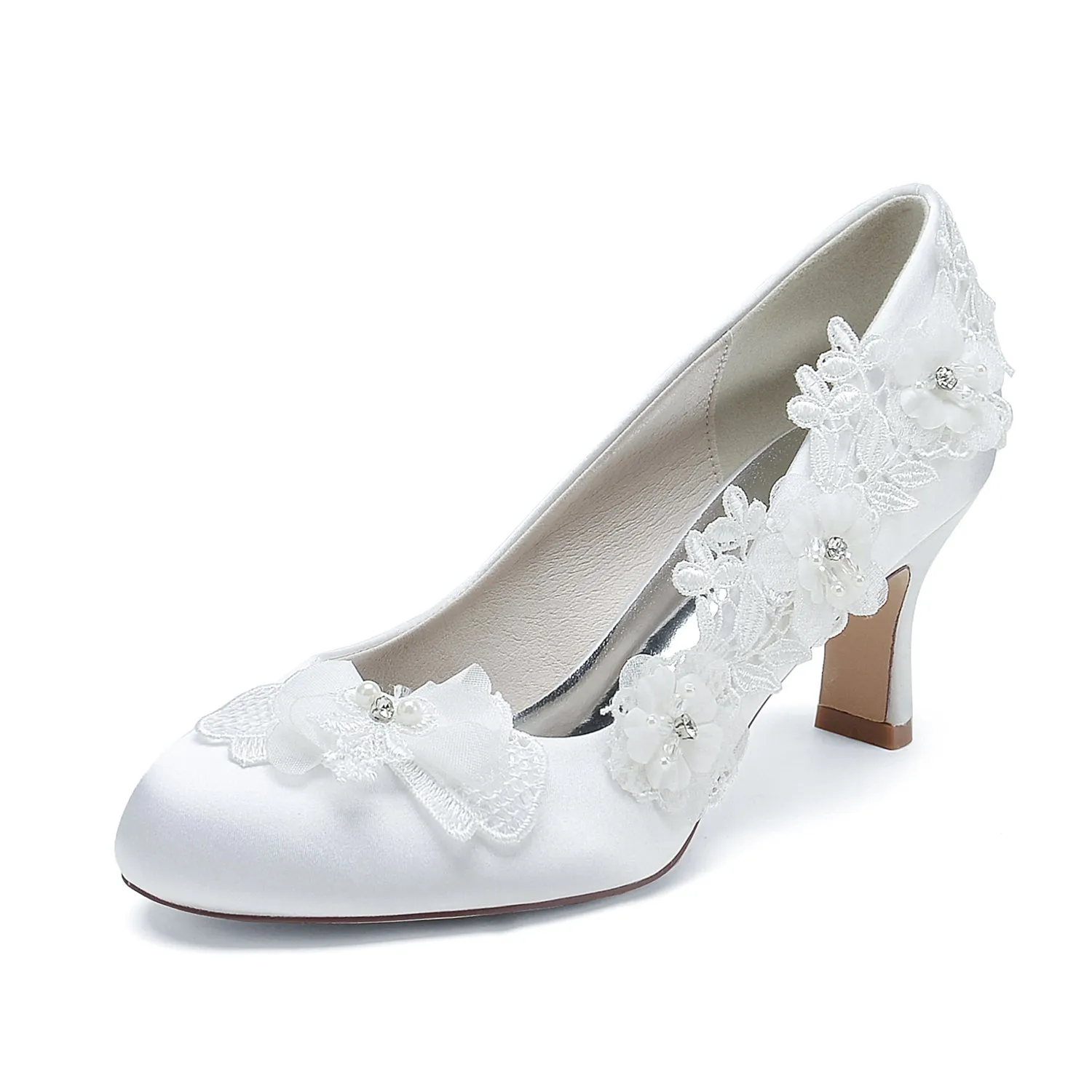 Women's Silk Satin Flower With Closed Toe Stiletto Heel Evening Shoes sold by Lavetir