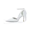 Women's PU With Ankle Strap Pearl Closed Toe Stiletto Heel Evening Shoes sold by Lavetir
