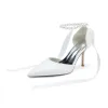 Women's PU With Ankle Strap Pearl Closed Toe Stiletto Heel Evening Shoes sold by Lavetir