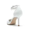 Women's PU With Ankle Strap Pearl Tassel Closed Toe Stiletto Heel Wedding Shoes sold by Lavetir
