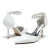 Women's PU With Ankle Strap Pearl Tassel Closed Toe Stiletto Heel Wedding Shoes sold by Lavetir