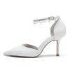 Women's PU With Ankle Strap Pearl Tassel Closed Toe Stiletto Heel Wedding Shoes sold by Lavetir