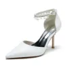 Women's PU With Ankle Strap Pearl Tassel Closed Toe Stiletto Heel Wedding Shoes sold by Lavetir