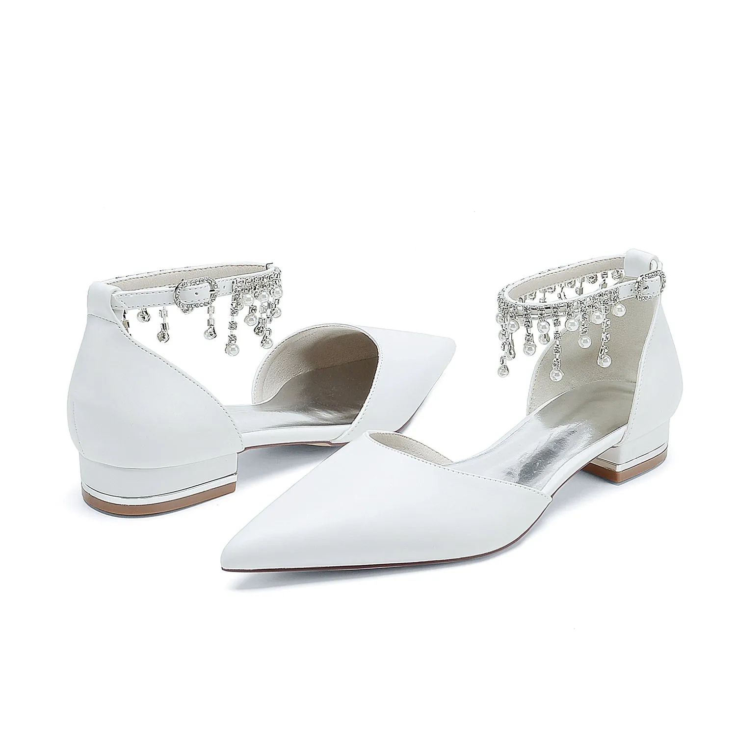 Women's PU With Ankle Strap Pearl Tassel Closed Toe Flat Heel Evening Shoes sold by Lavetir product image thumbnail 5