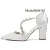 Women's Silk Satin Ankle Strap With Rhinestone Closed Toe Chunky Heel Evening Shoes sold by Lavetir