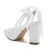 Women's Silk Satin With Lace Lace-up Closed Toe Chunky Heel Party Shoes sold by Lavetir
