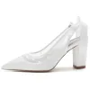 Women's Silk Satin With Lace Lace-up Closed Toe Chunky Heel Party Shoes sold by Lavetir