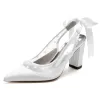 Women's Silk Satin With Lace Lace-up Closed Toe Chunky Heel Party Shoes sold by Lavetir