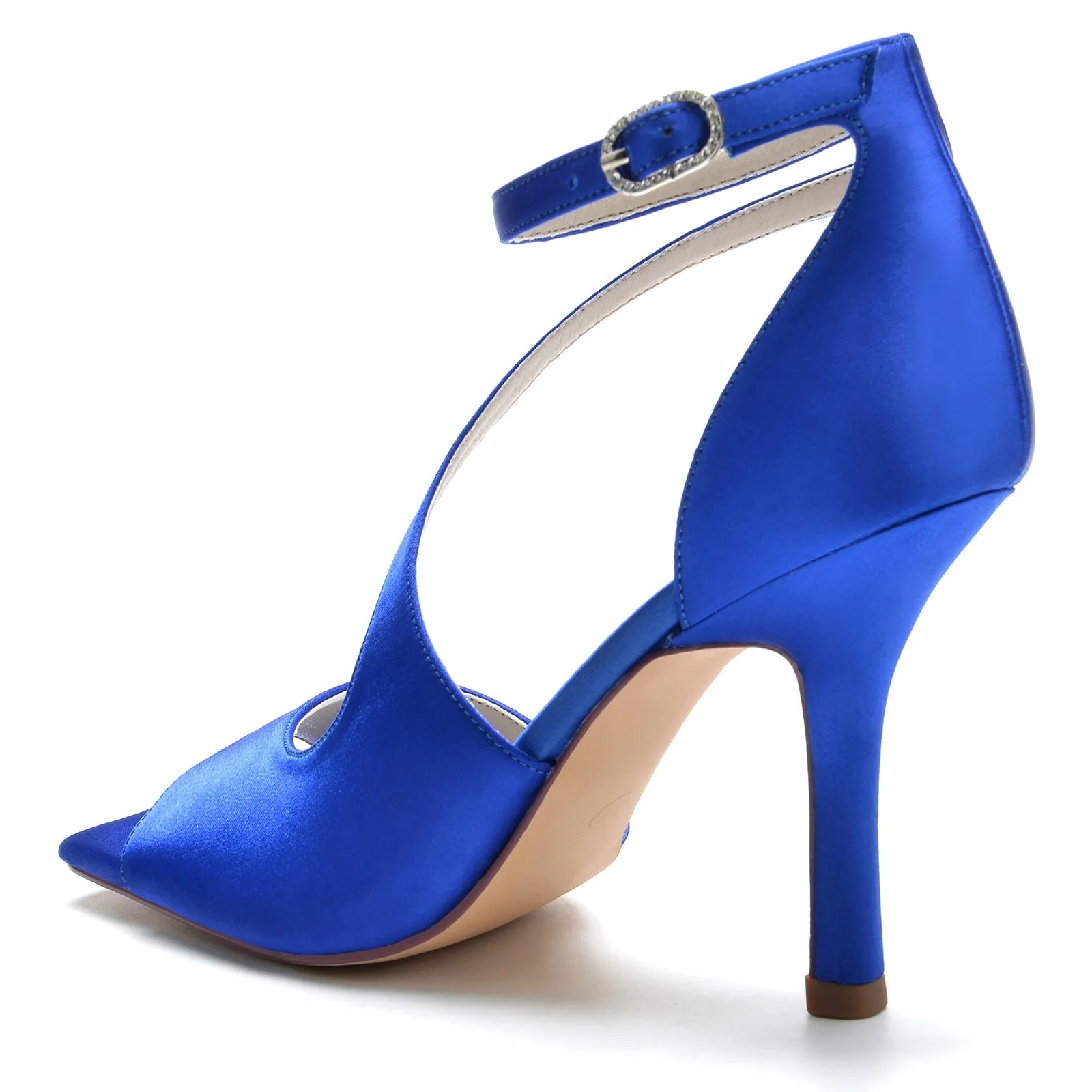 Women's Silk Satin With Ankle Strap Peep Toe Stiletto Heel Party Shoes sold by Lavetir product image thumbnail 4