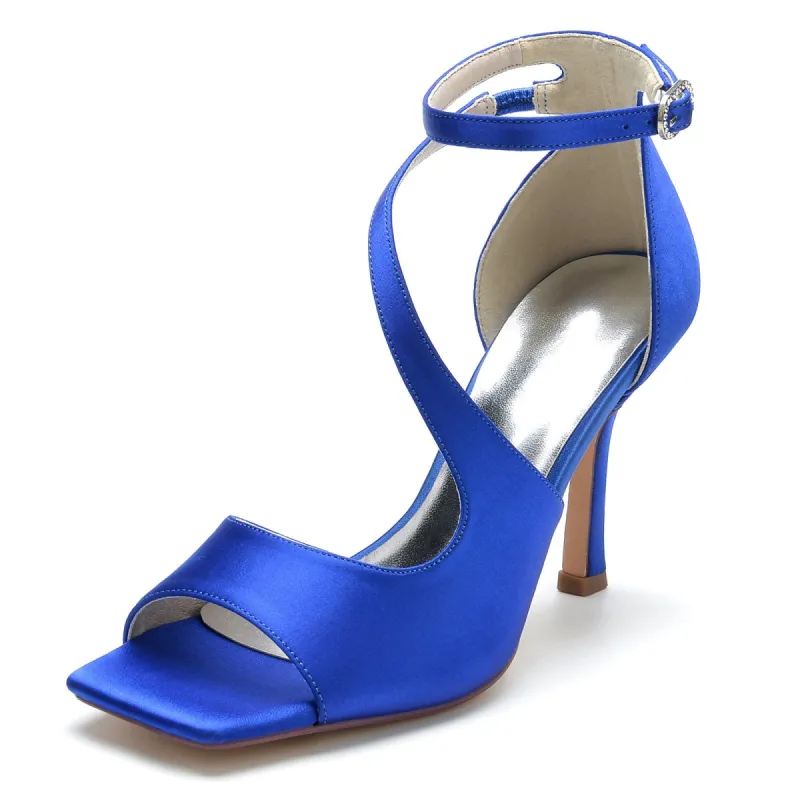 Women's Silk Satin With Ankle Strap Peep Toe Stiletto Heel Party Shoes sold by Lavetir