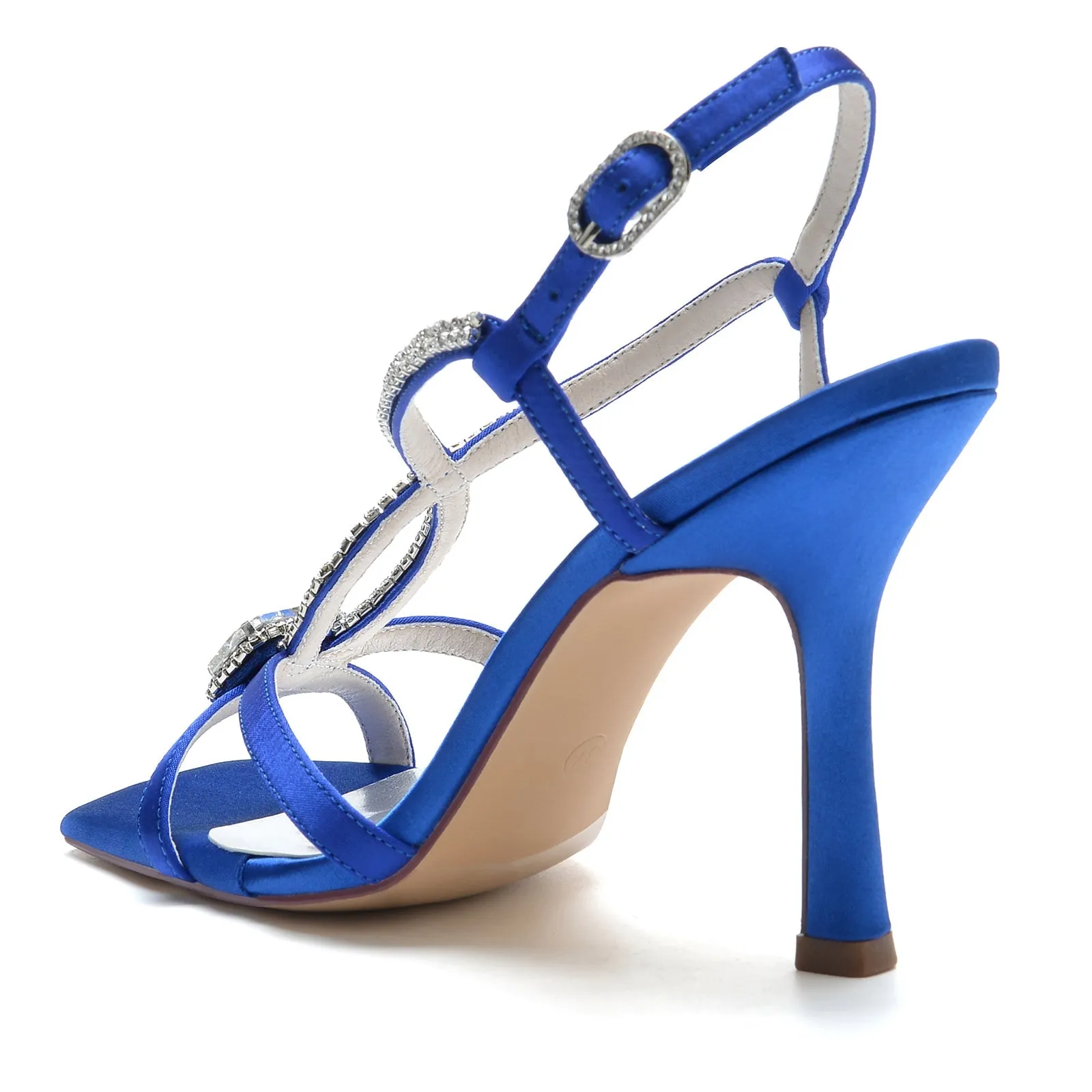 Women's Silk Satin With Ankle Strap Rhinestone Peep Toe Stiletto Heel Wedding Shoes sold by Lavetir product image thumbnail 4