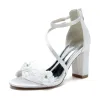 Women's Ankle Strap Flower Peep Toe Silk Satin With Chunky Heel Party Shoes sold by Lavetir