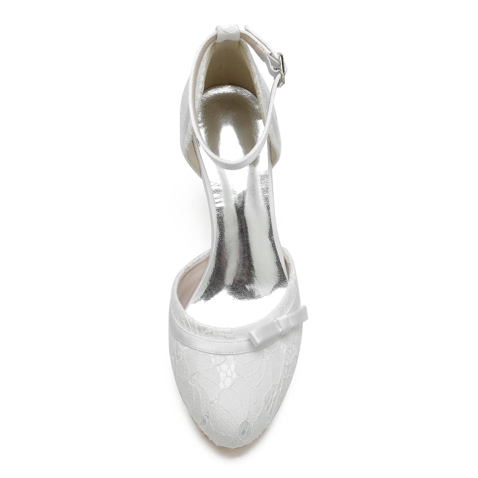 Women's Lace Silk Satin With Ankle Strap Lace Closed Toe Spool Heel Evening Shoes sold by Lavetir product image thumbnail 4