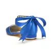 Women's Silk Satin With Ankle Strap Lace-up Rhinestone Closed Toe Flat Heel Evening Shoes sold by Lavetir