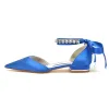 Women's Silk Satin With Ankle Strap Lace-up Rhinestone Closed Toe Flat Heel Evening Shoes sold by Lavetir