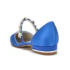 Women's Silk Satin With Rhinestone Closed Toe Flat Heel Wedding Shoes sold by Lavetir
