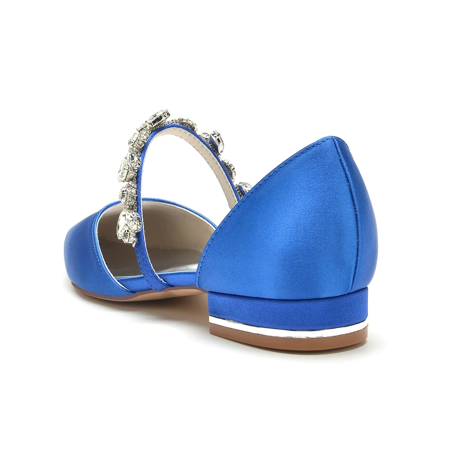 Women's Silk Satin With Rhinestone Closed Toe Flat Heel Wedding Shoes sold by Lavetir product image thumbnail 4
