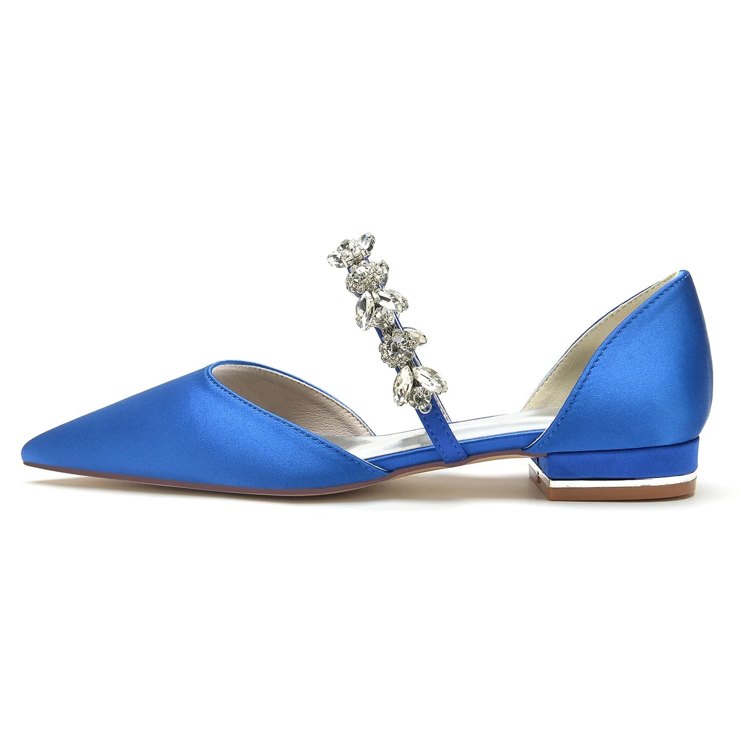 Women's Silk Satin With Rhinestone Closed Toe Flat Heel Wedding Shoes sold by Lavetir product image thumbnail 2