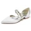Women's Silk Satin With Rhinestone Closed Toe Flat Heel Wedding Shoes sold by Lavetir