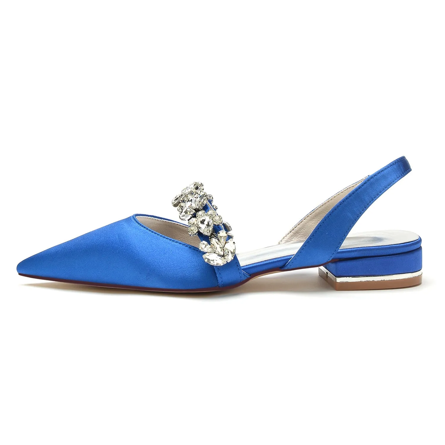 Women's Silk Satin With Rhinestone Closed Toe Flat Heel Evening Shoes sold by Lavetir product image thumbnail 2