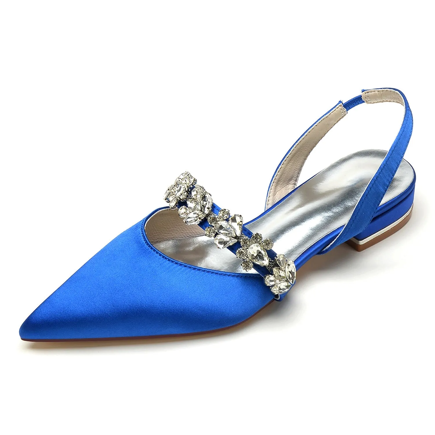 Women's Silk Satin With Rhinestone Closed Toe Flat Heel Evening Shoes sold by Lavetir